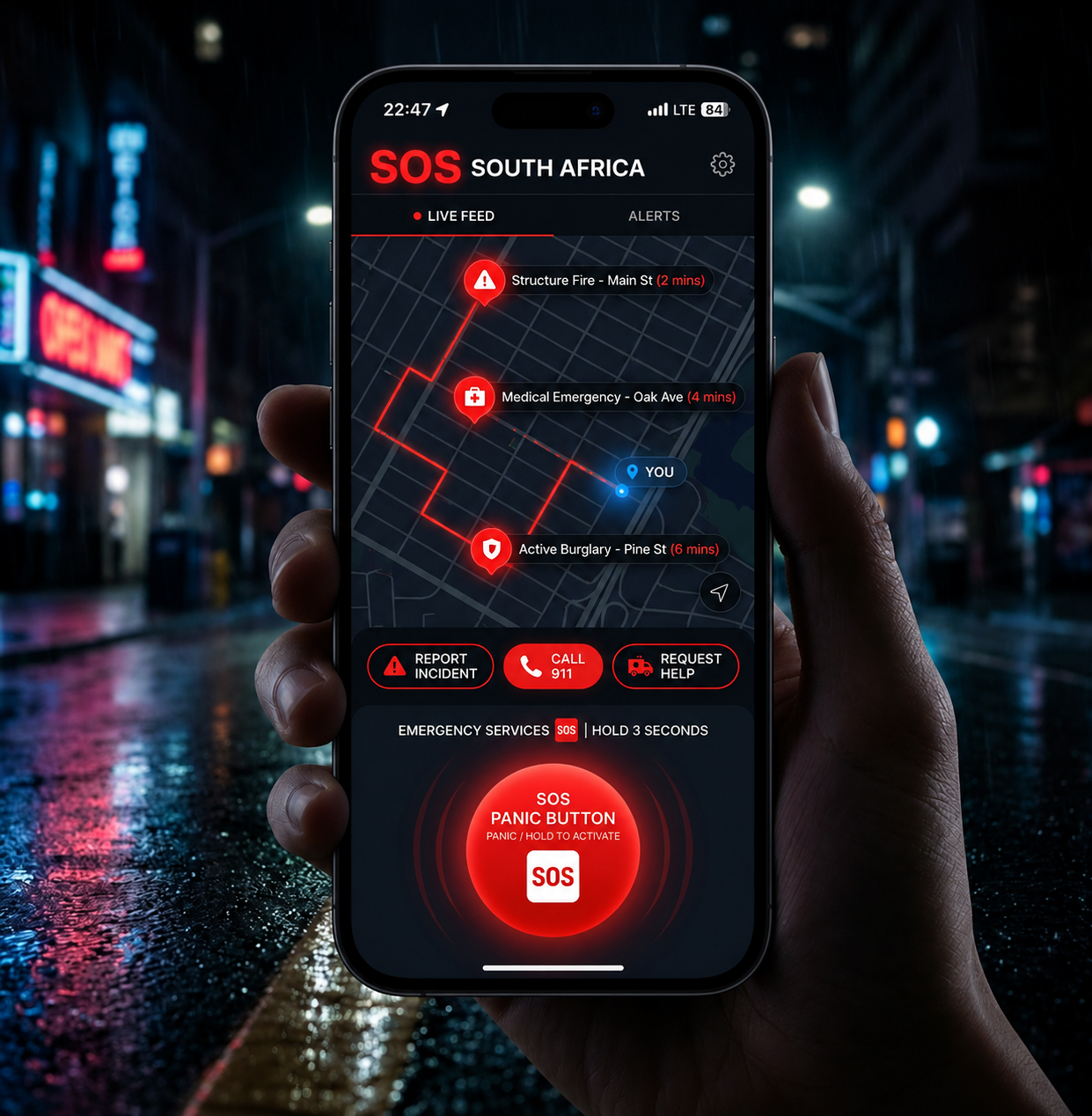 SOS South Africa App Interface